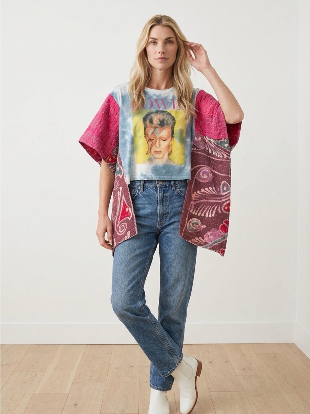 Handcrafted Upcycled David Bowie Kantha Tunic NWT One Size